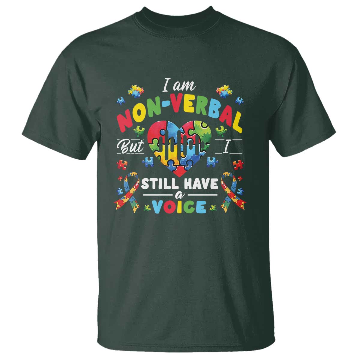 I Am Non Verbal But I Still Have A Voice Autism Awareness T Shirt Heart Puzzle