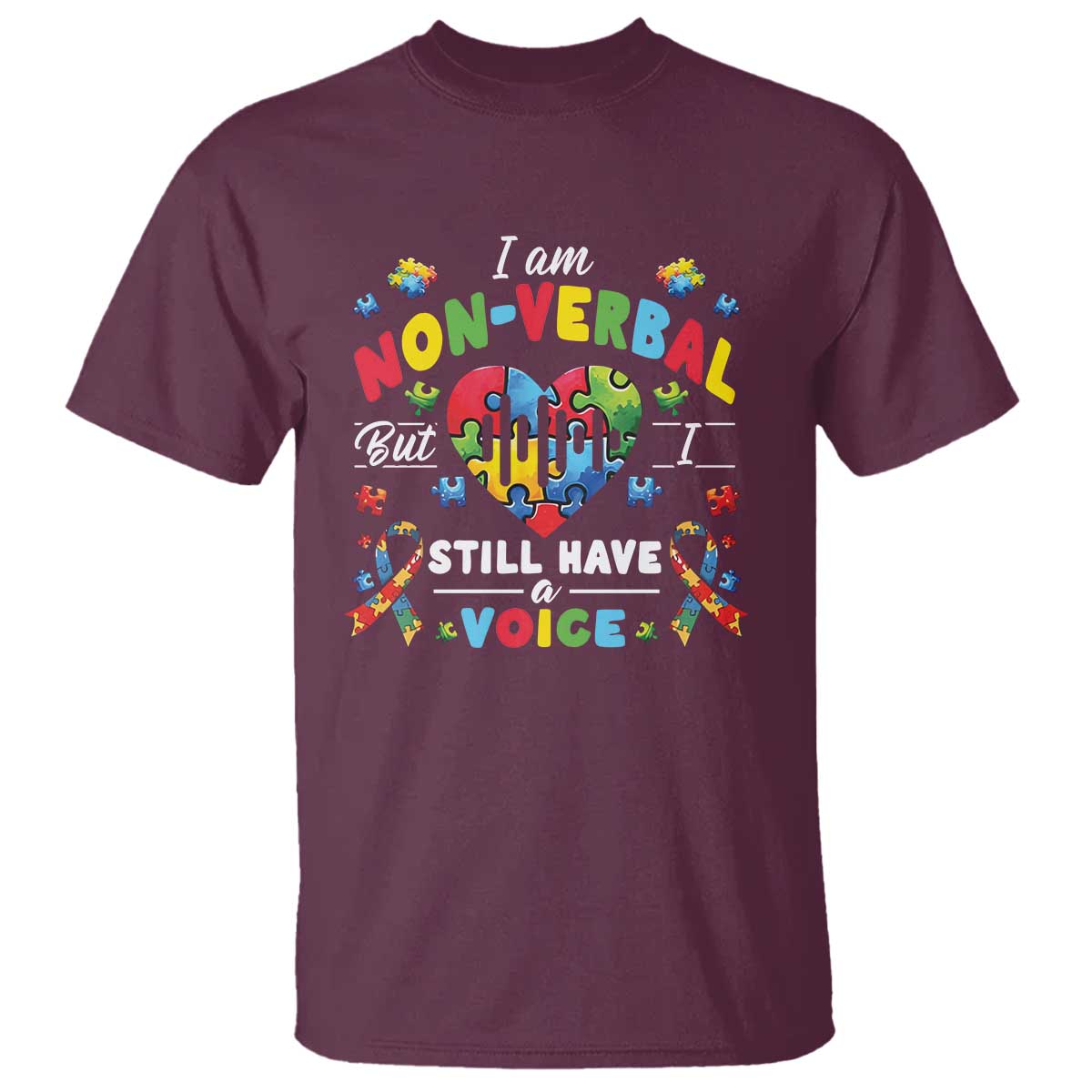 I Am Non Verbal But I Still Have A Voice Autism Awareness T Shirt Heart Puzzle