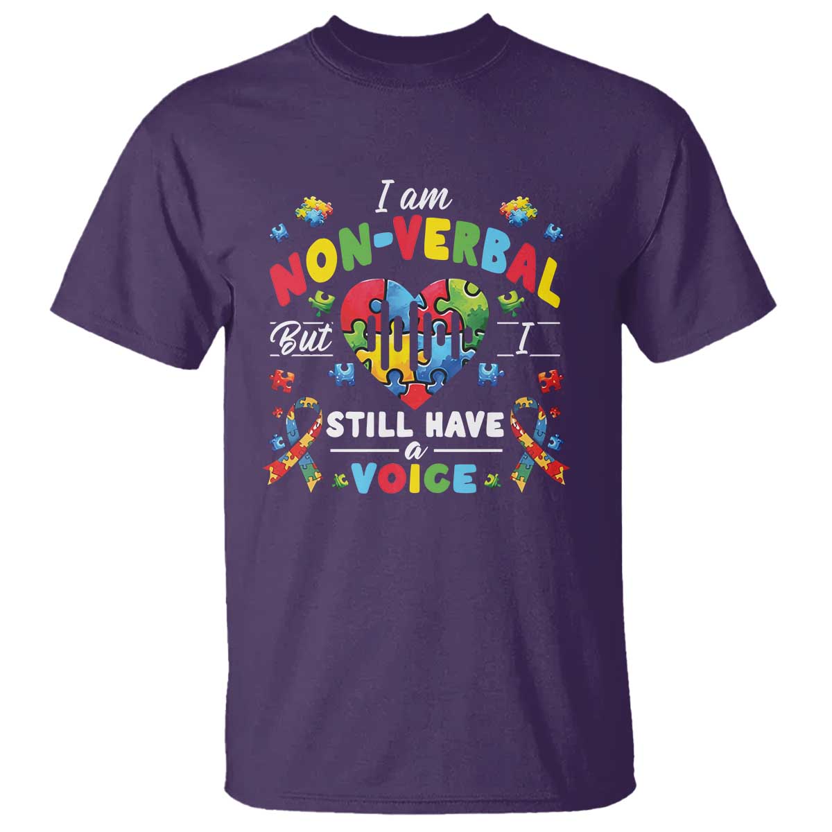 I Am Non Verbal But I Still Have A Voice Autism Awareness T Shirt Heart Puzzle