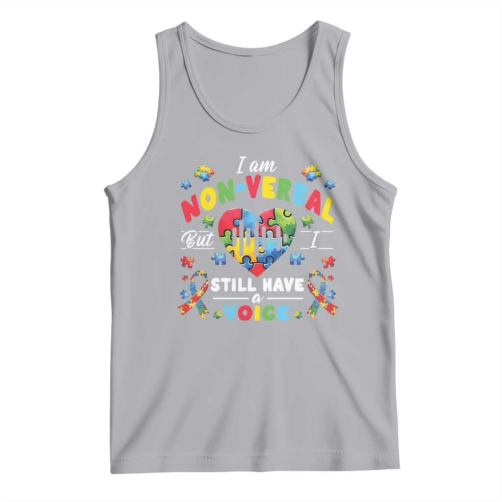 I Am Non Verbal But I Still Have A Voice Autism Awareness Tank Top Heart Puzzle