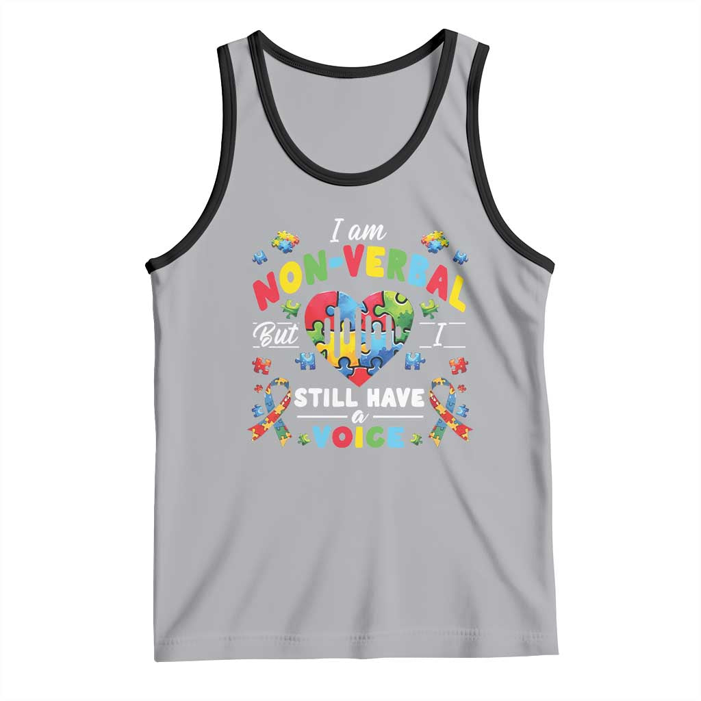 I Am Non Verbal But I Still Have A Voice Autism Awareness Tank Top Heart Puzzle