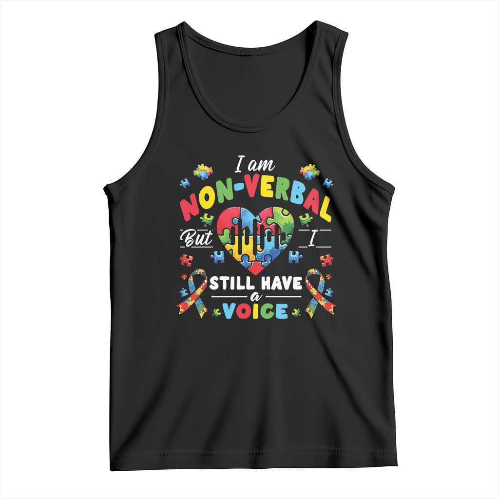 I Am Non Verbal But I Still Have A Voice Autism Awareness Tank Top Heart Puzzle