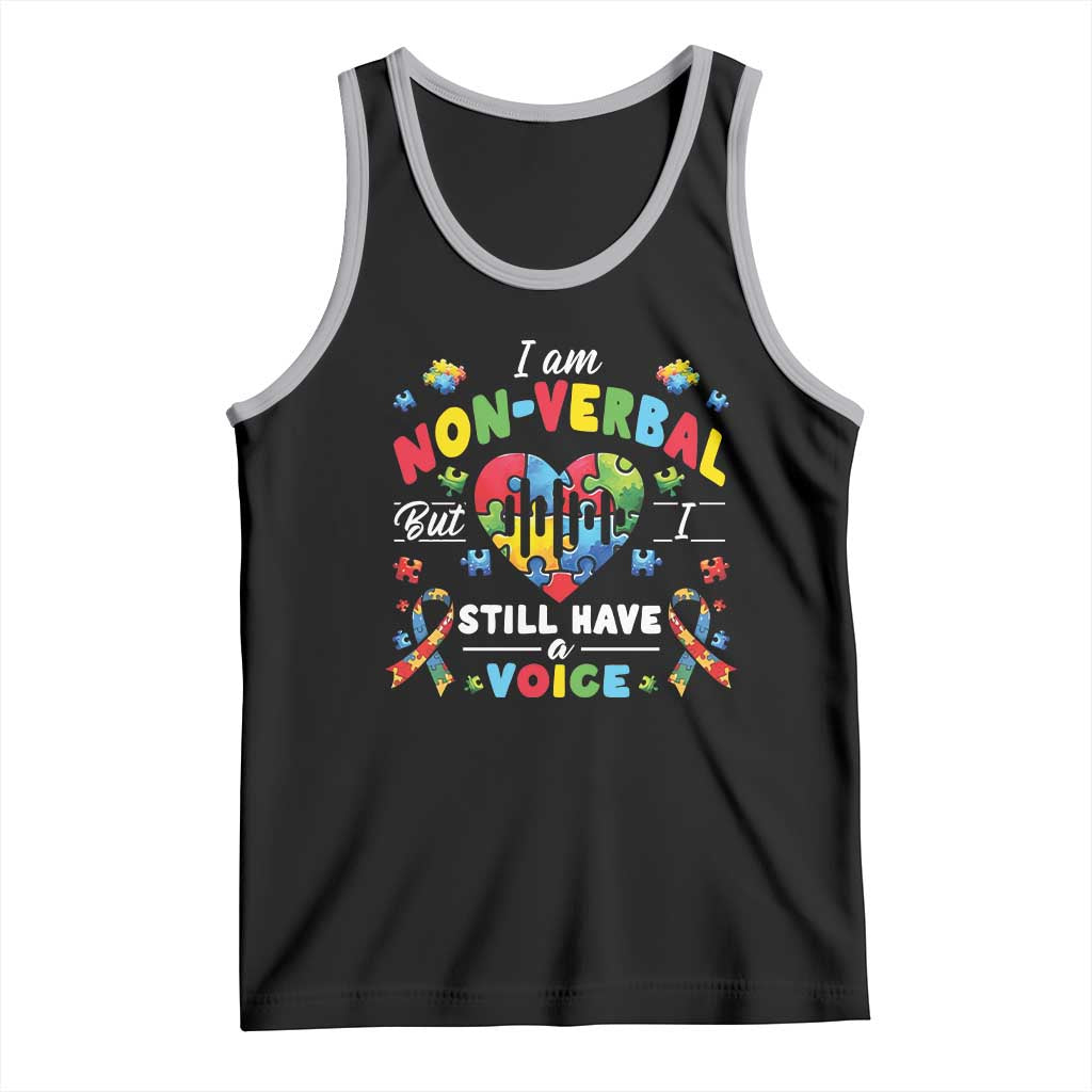 I Am Non Verbal But I Still Have A Voice Autism Awareness Tank Top Heart Puzzle