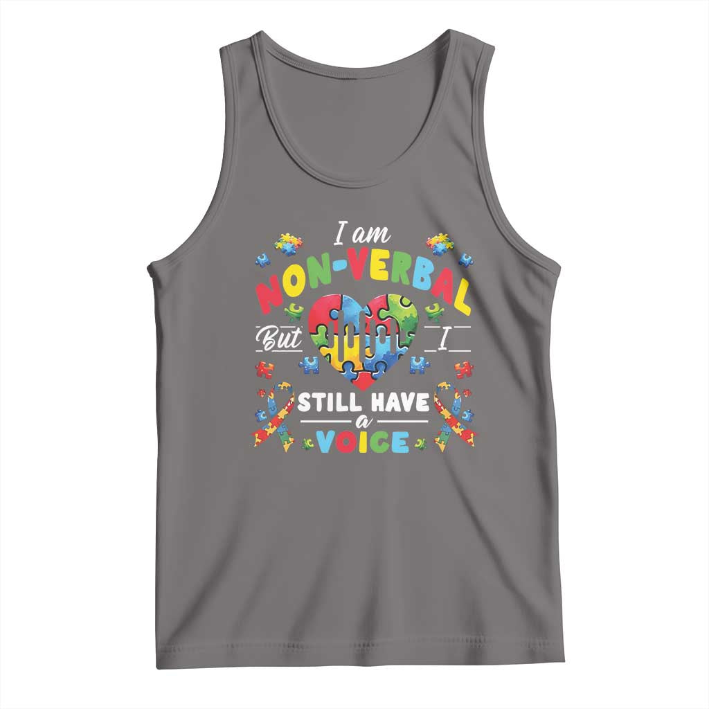 I Am Non Verbal But I Still Have A Voice Autism Awareness Tank Top Heart Puzzle