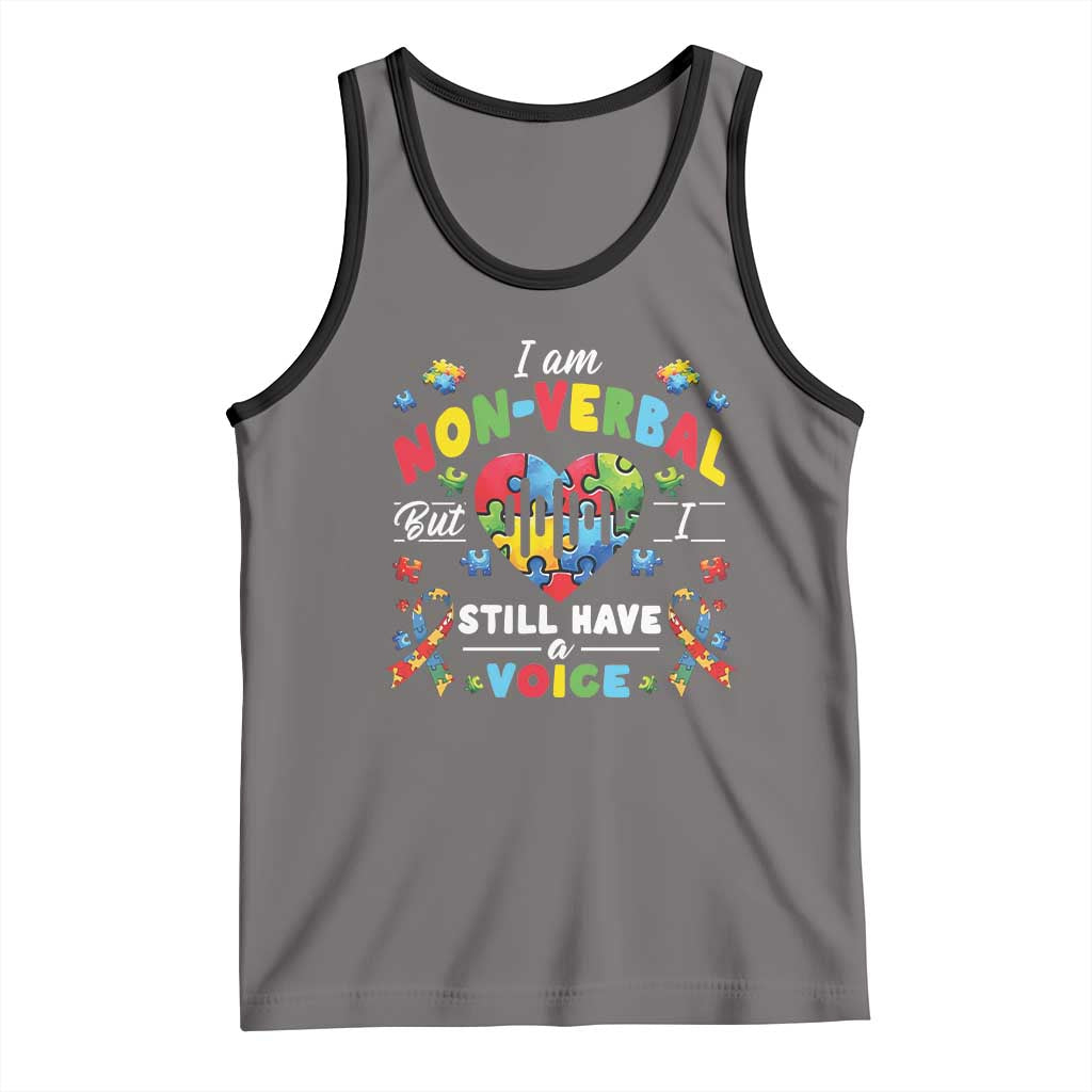 I Am Non Verbal But I Still Have A Voice Autism Awareness Tank Top Heart Puzzle