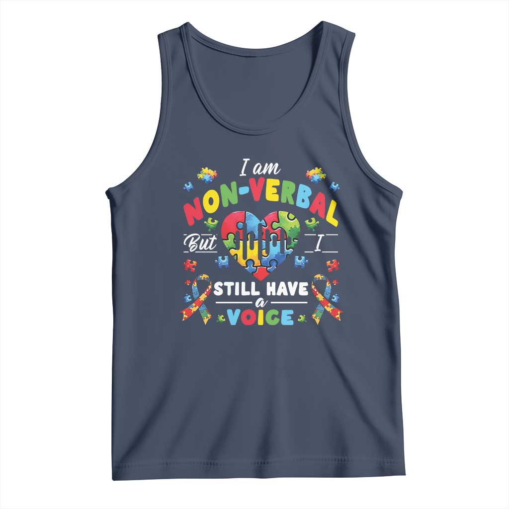 I Am Non Verbal But I Still Have A Voice Autism Awareness Tank Top Heart Puzzle