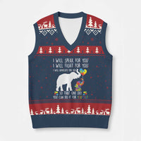 Autism Awareness Mom V-Neck Knit Sweater Vest I Will Speak Fight Advocate For You So That You Can Do It For Yourself
