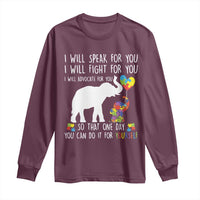Autism Awareness Mom Long Sleeve Shirt I Will Speak Fight Advocate For You So That You Can Do It For Yourself