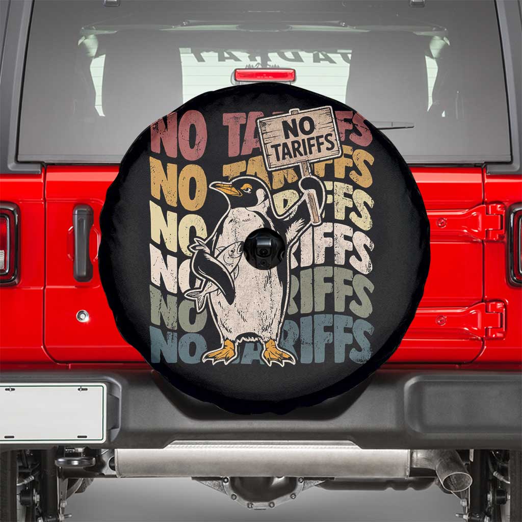 Funny Resist Penguins Spare Tire Cover No Tariffs On Penguin