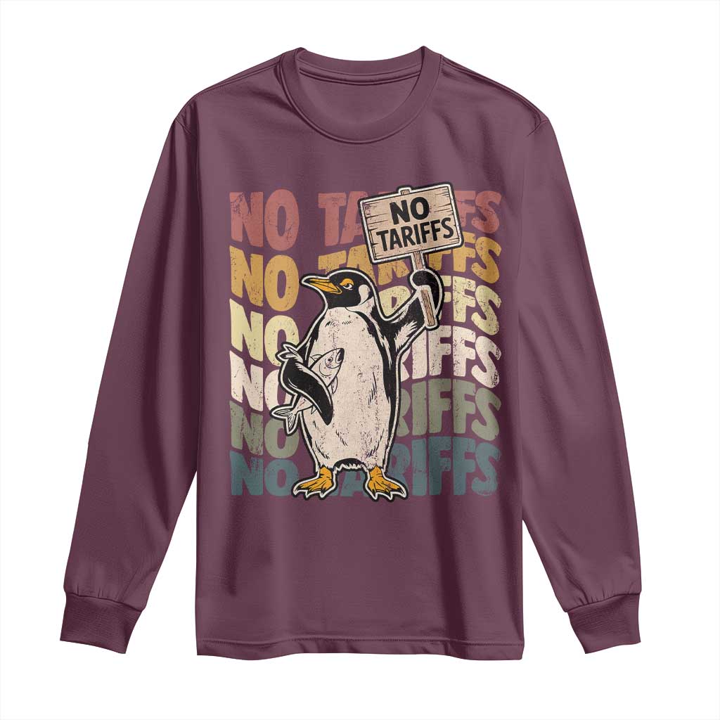Funny Resist Penguins Long Sleeve Shirt No Tariffs On Penguin