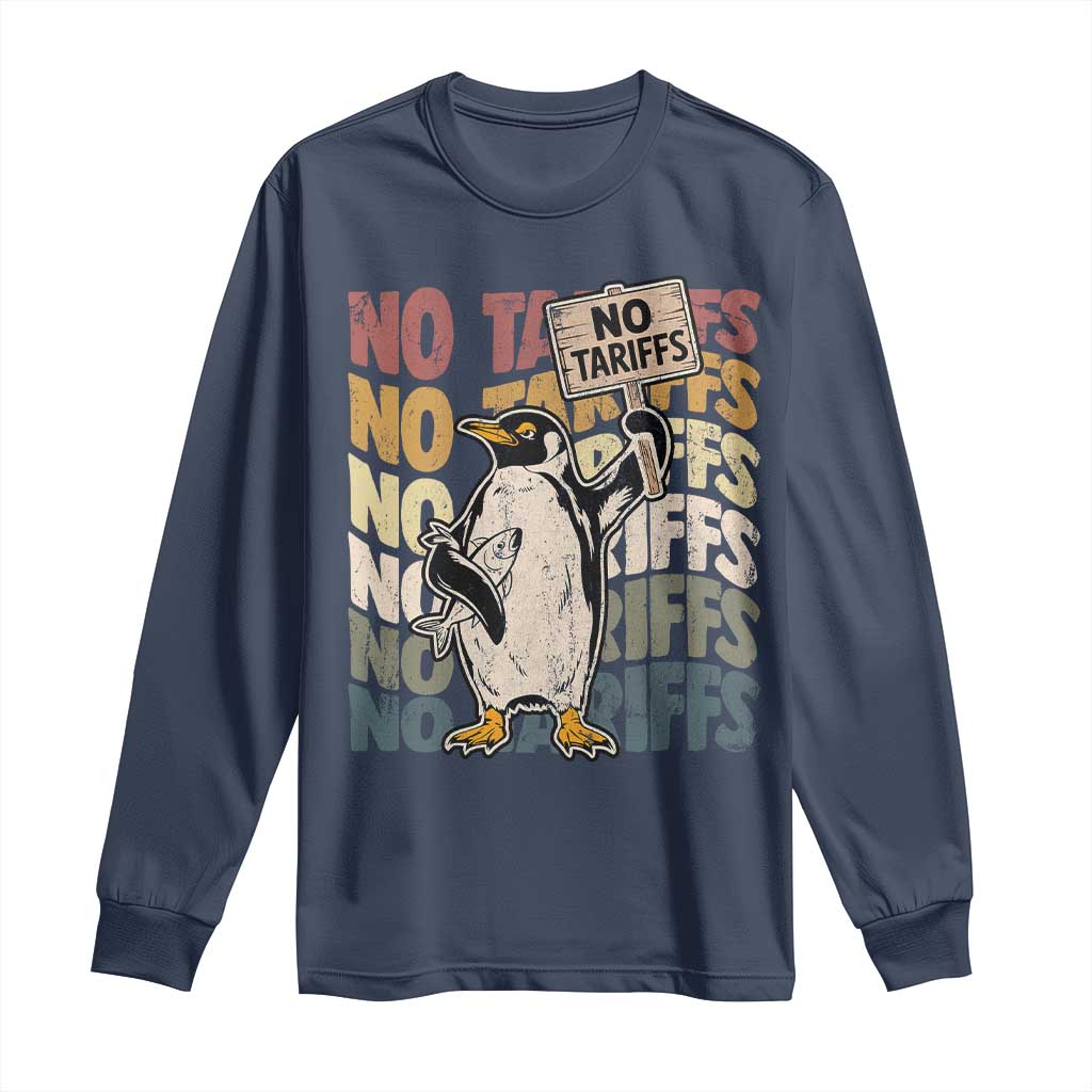 Funny Resist Penguins Long Sleeve Shirt No Tariffs On Penguin