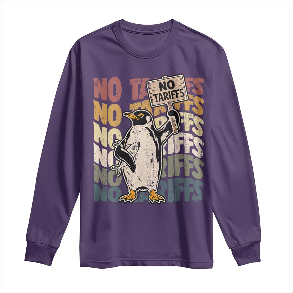 Funny Resist Penguins Long Sleeve Shirt No Tariffs On Penguin