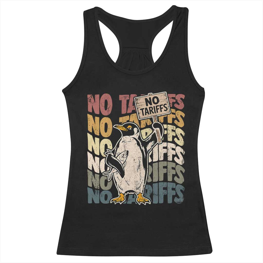Funny Resist Penguins Racerback Tank Top No Tariffs On Penguin