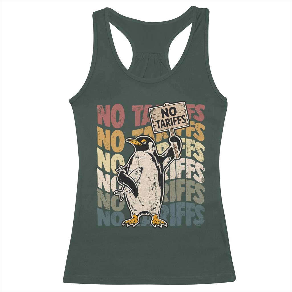 Funny Resist Penguins Racerback Tank Top No Tariffs On Penguin