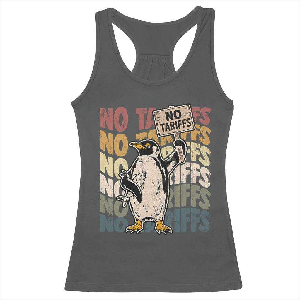 Funny Resist Penguins Racerback Tank Top No Tariffs On Penguin