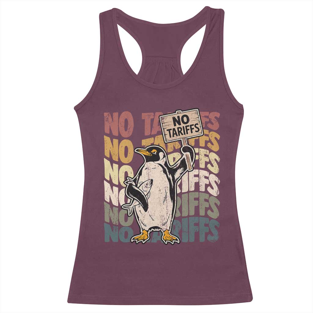 Funny Resist Penguins Racerback Tank Top No Tariffs On Penguin