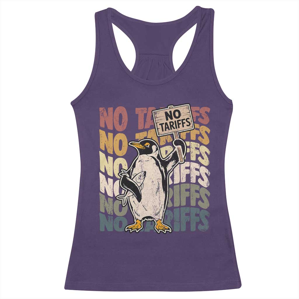 Funny Resist Penguins Racerback Tank Top No Tariffs On Penguin