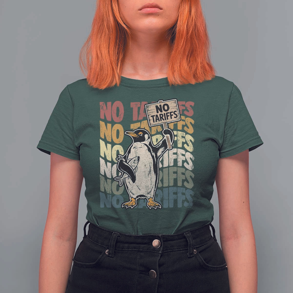Funny Resist Penguins T Shirt For Women No Tariffs On Penguin