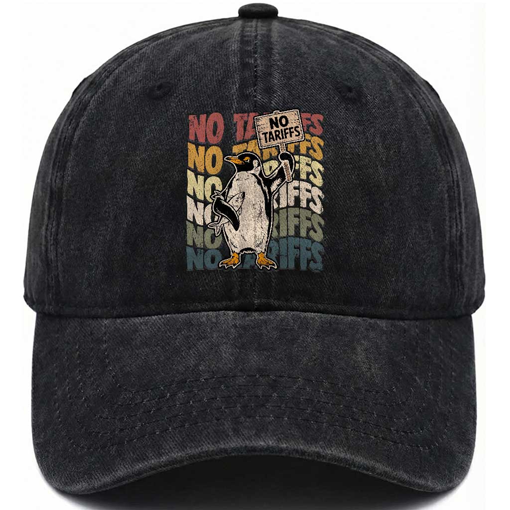Funny Resist Penguins Washed Cotton Baseball Cap No Tariffs On Penguin