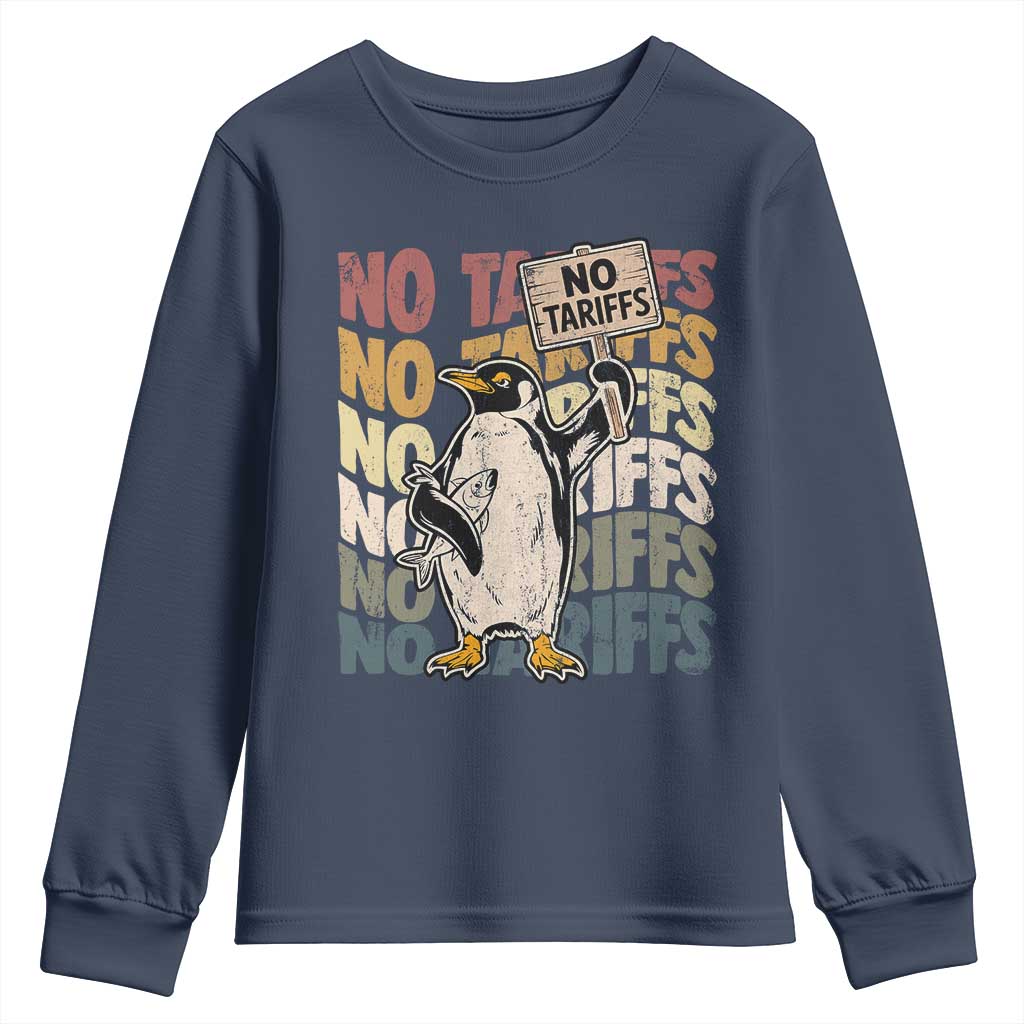 Funny Resist Penguins Youth Sweatshirt No Tariffs On Penguin