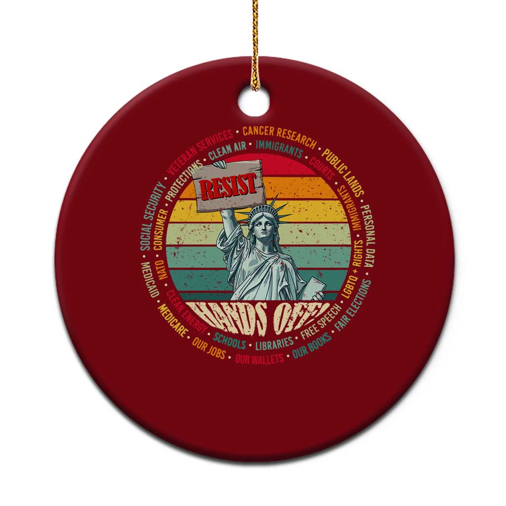 Funny Hands Off Ceramic Ornament Resist Vintage Statue Of Liberty - Wonder Print Shop