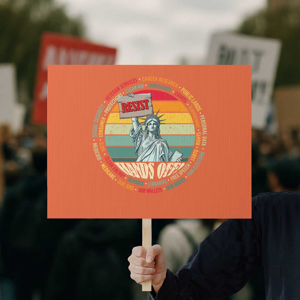 Funny Hands Off Protest Sign Resist Vintage Statue Of Liberty - Wonder Print Shop