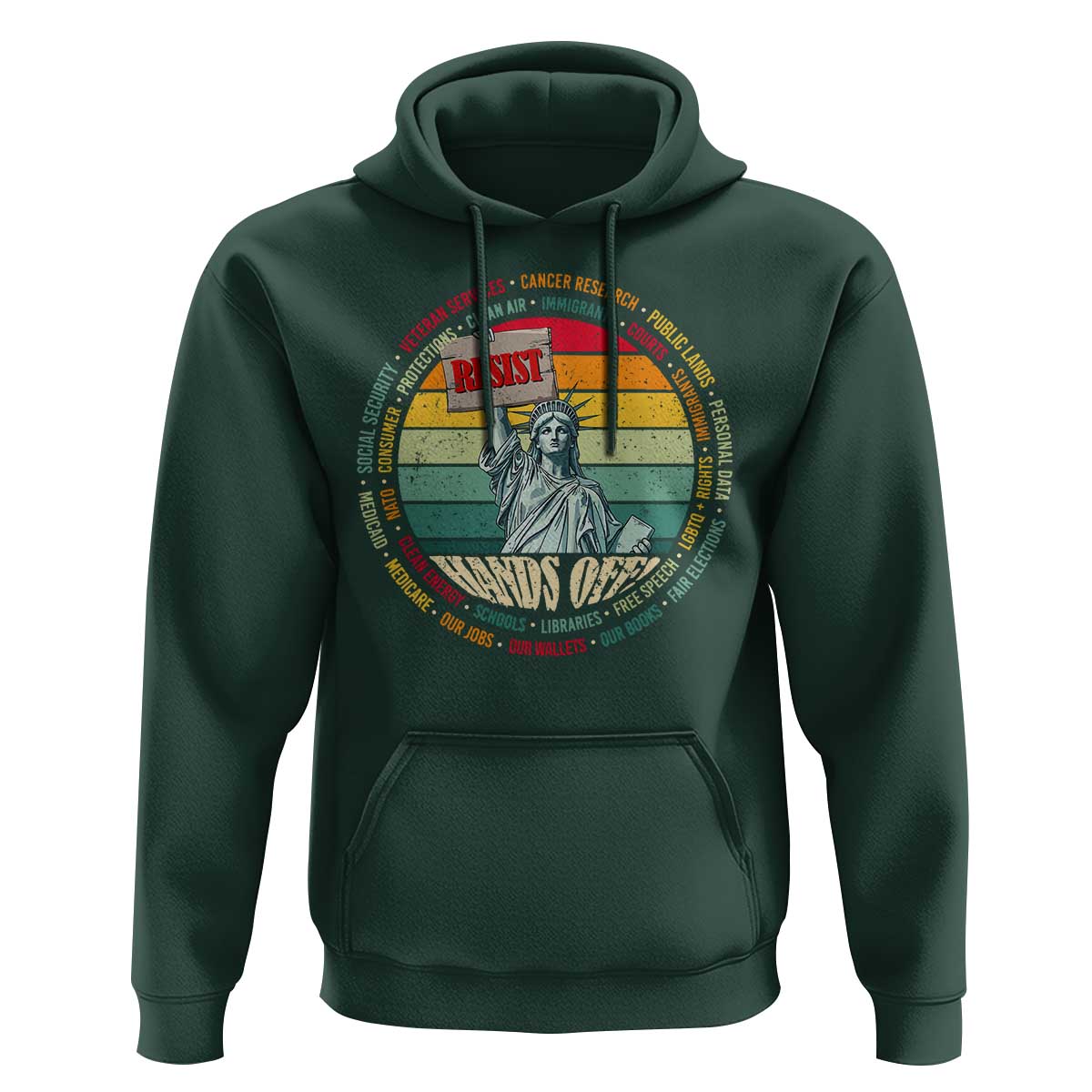 Funny Hands Off Hoodie Resist Vintage Statue Of Liberty