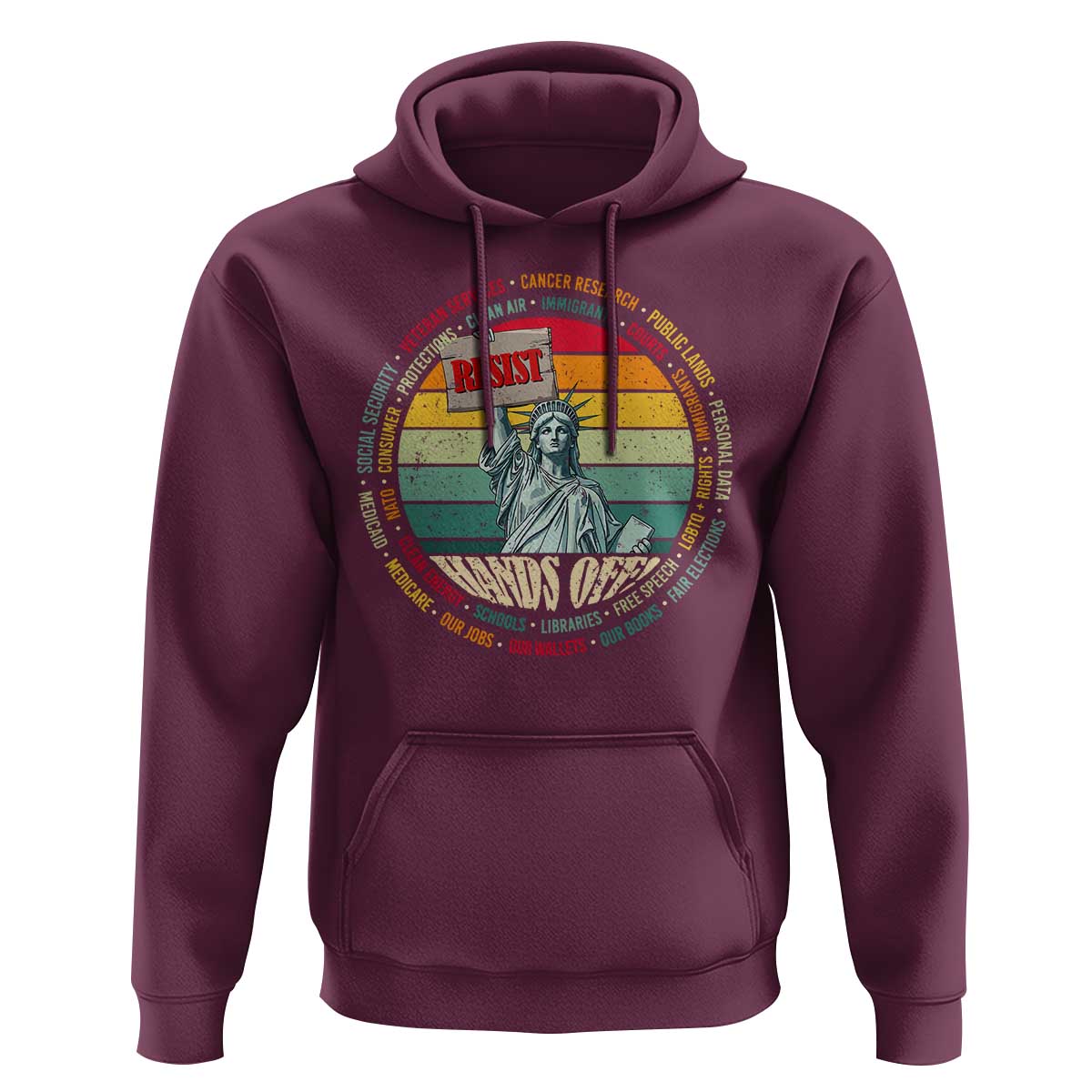 Funny Hands Off Hoodie Resist Vintage Statue Of Liberty