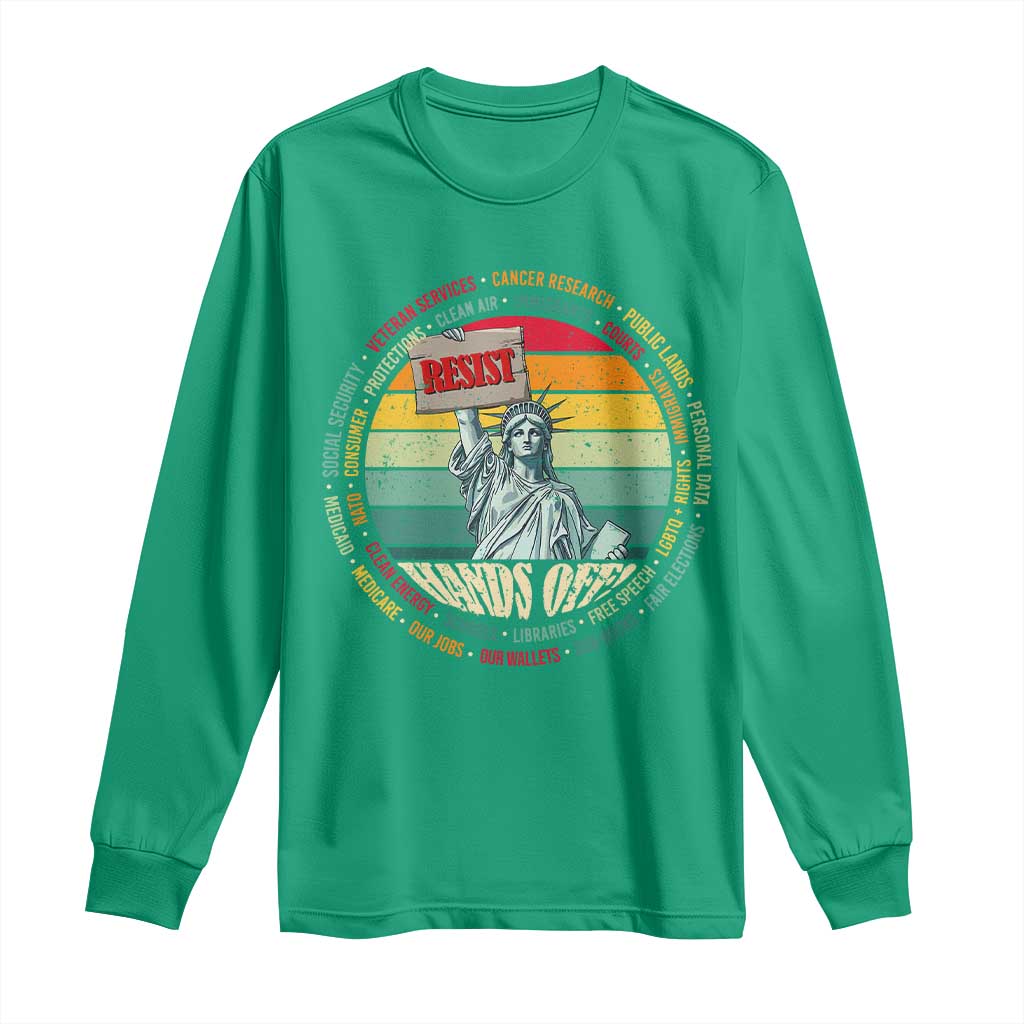 Funny Hands Off Long Sleeve Shirt Resist Vintage Statue Of Liberty