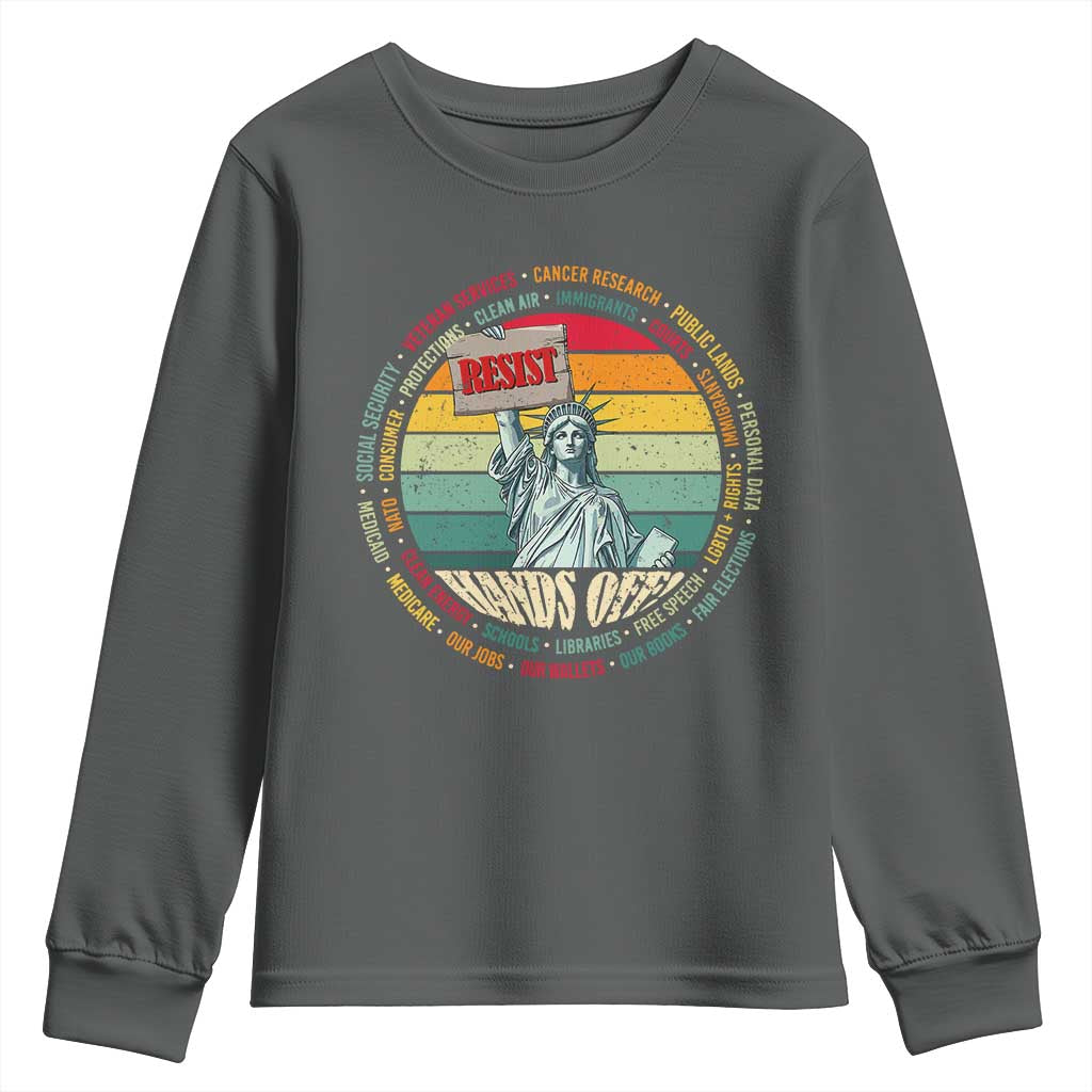 Funny Hands Off Youth Sweatshirt Resist Vintage Statue Of Liberty