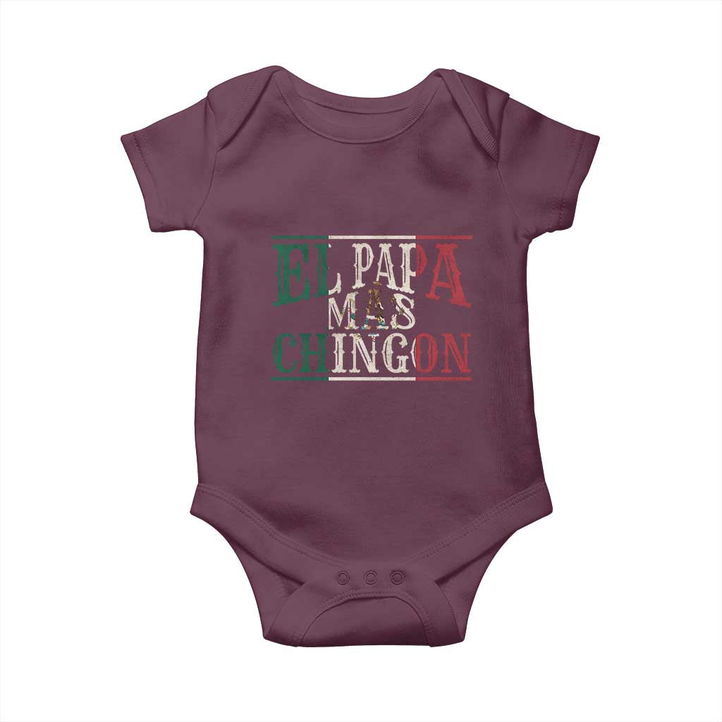 Funny El Papa Mas Chingon Baby Onesie Best Mexican Dad Father's Day Mexican Flag