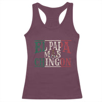 Funny El Papa Mas Chingon Racerback Tank Top Best Mexican Dad Father's Day Mexican Flag