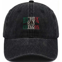 Funny El Papa Mas Chingon Washed Cotton Baseball Cap Best Mexican Dad Father's Day Mexican Flag