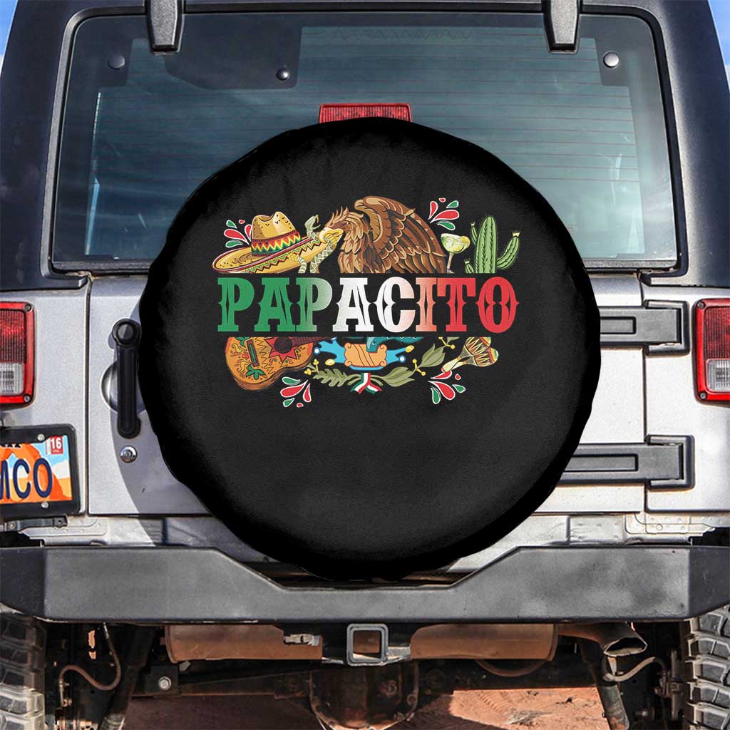 Funny Mexican Dad Papacito Spare Tire Cover Cinco De Mayo Golden Eagle Sombrero