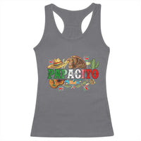 Funny Mexican Dad Papacito Racerback Tank Top Cinco De Mayo Golden Eagle Sombrero