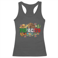 Funny Mexican Dad Papacito Racerback Tank Top Cinco De Mayo Golden Eagle Sombrero