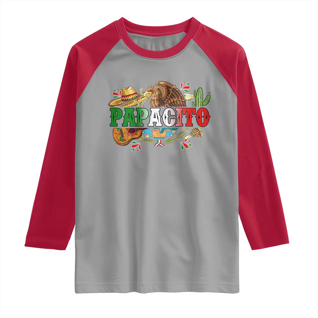 Funny Mexican Dad Papacito Raglan Shirt Cinco De Mayo Golden Eagle Sombrero