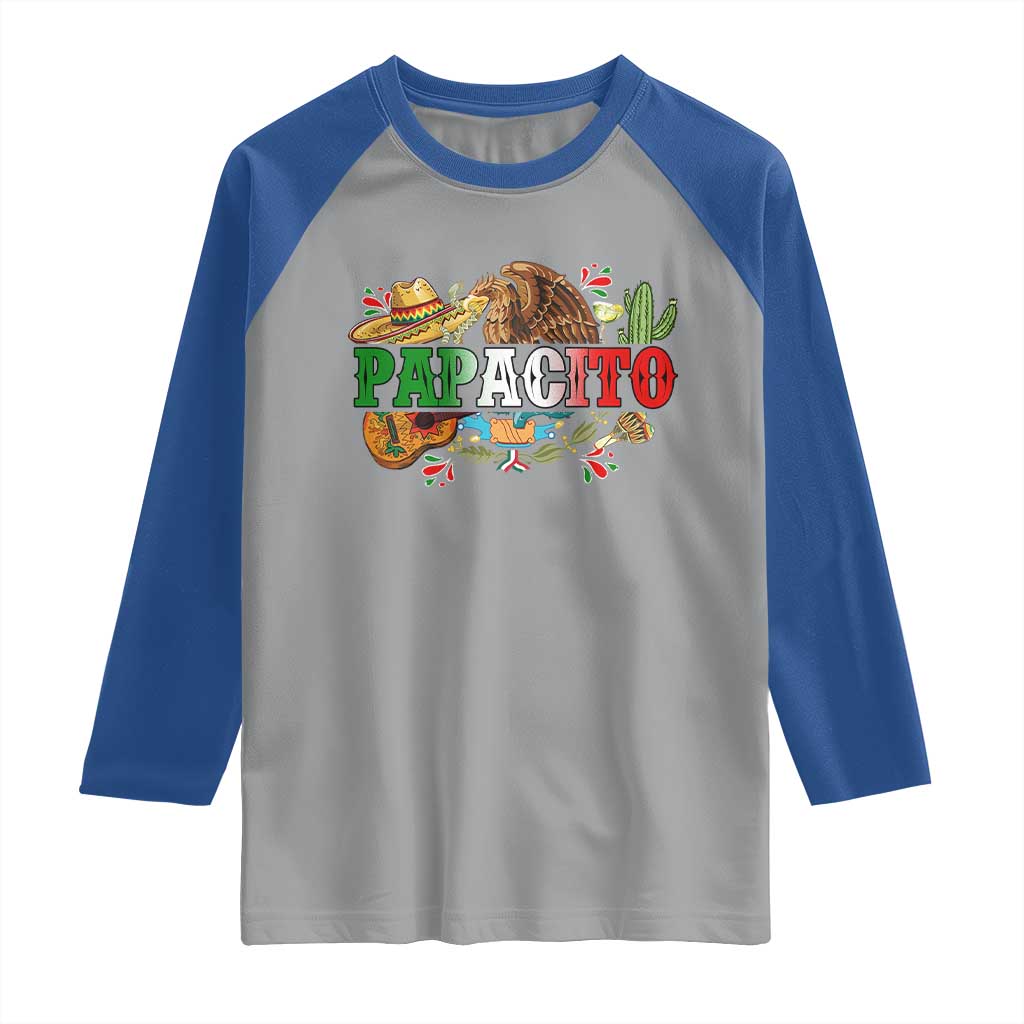 Funny Mexican Dad Papacito Raglan Shirt Cinco De Mayo Golden Eagle Sombrero