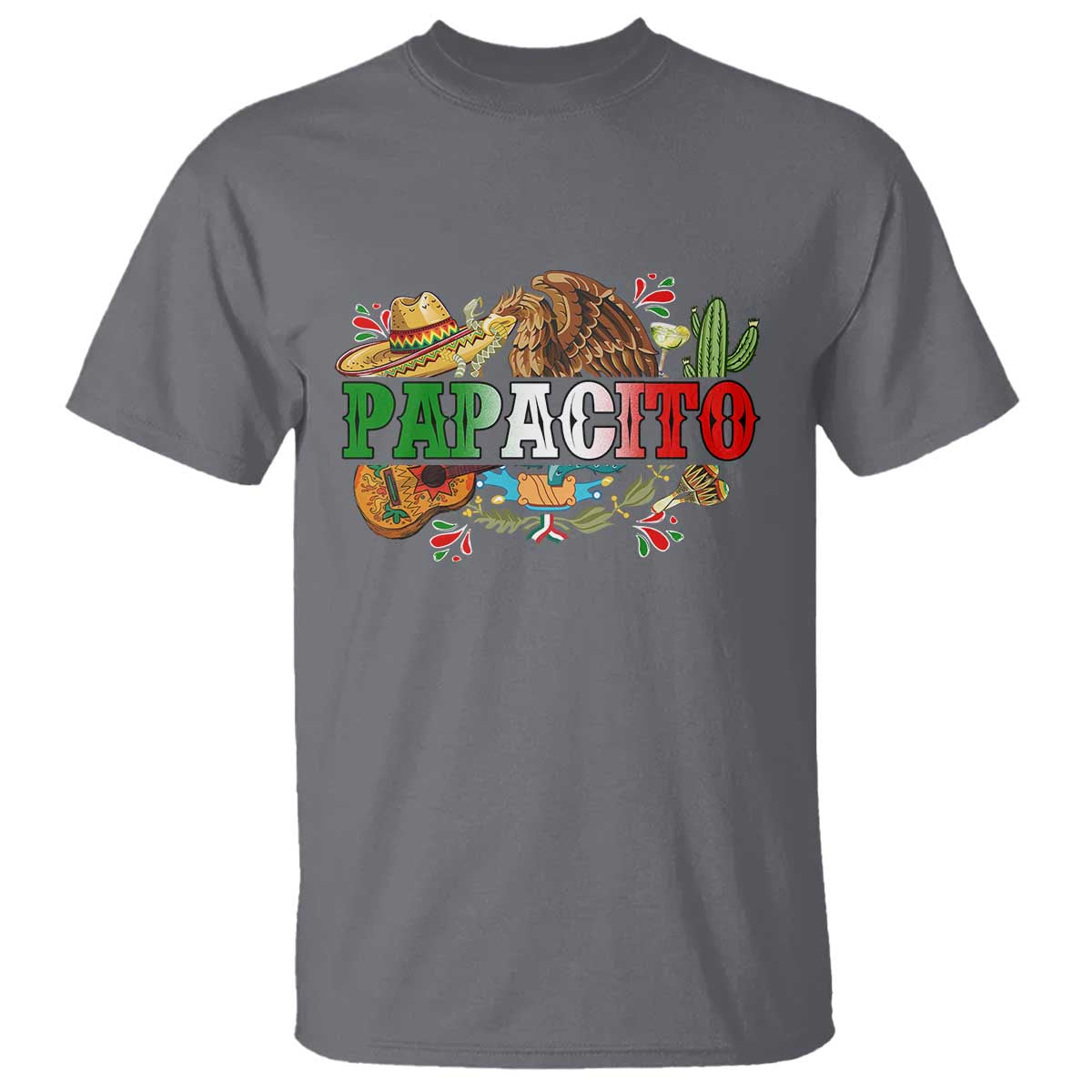 Funny Mexican Dad Papacito T Shirt Cinco De Mayo Golden Eagle Sombrero