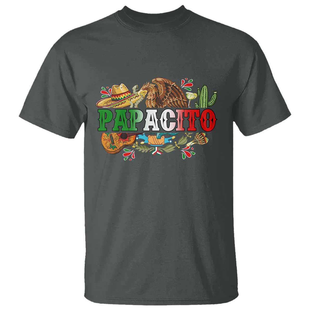 Funny Mexican Dad Papacito T Shirt Cinco De Mayo Golden Eagle Sombrero