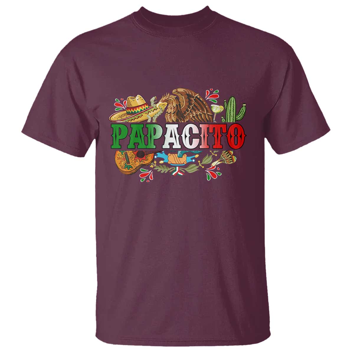 Funny Mexican Dad Papacito T Shirt Cinco De Mayo Golden Eagle Sombrero