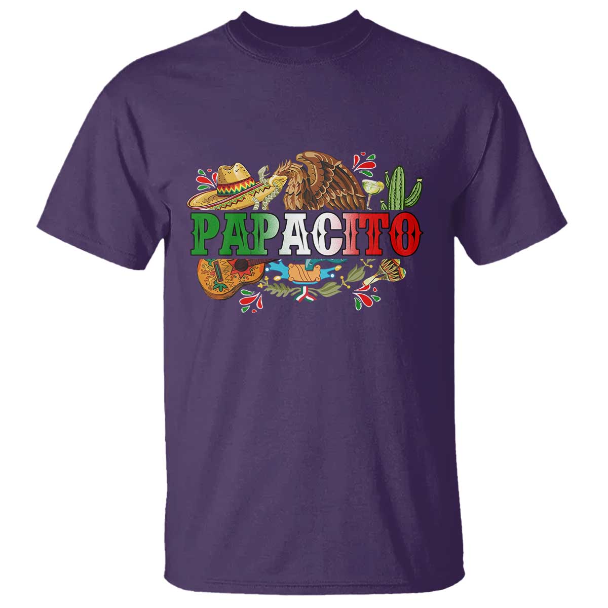 Funny Mexican Dad Papacito T Shirt Cinco De Mayo Golden Eagle Sombrero