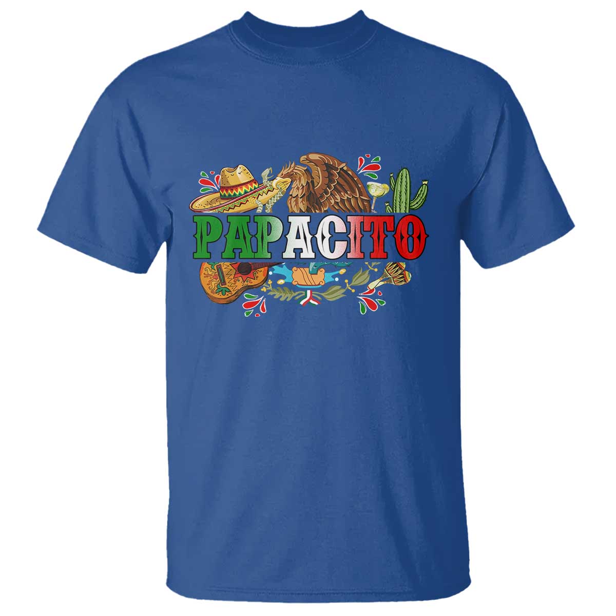 Funny Mexican Dad Papacito T Shirt Cinco De Mayo Golden Eagle Sombrero