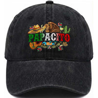 Funny Mexican Dad Papacito Washed Cotton Baseball Cap Cinco De Mayo Golden Eagle Sombrero