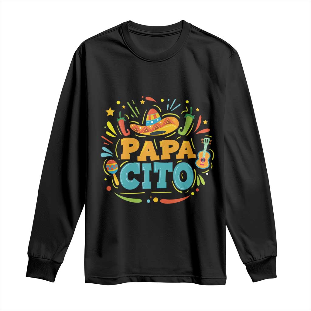 Funny Cinco De Mayo Father's Day Mexican Papacito Long Sleeve Shirt Sombrero Hat