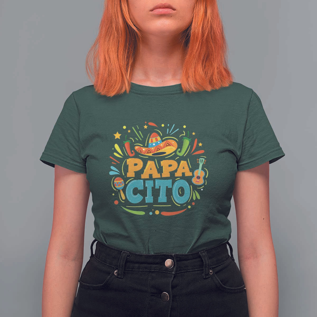 Funny Cinco De Mayo Father's Day Mexican Papacito T Shirt For Women Sombrero Hat