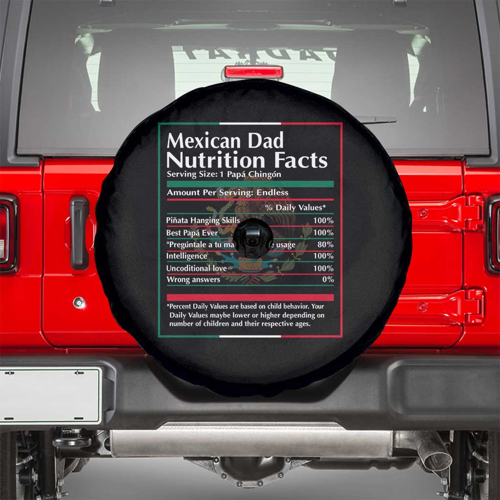 Funny Mexican Dad Spare Tire Cover Dad Nutrition Facts Mexico Flag Father's Day
