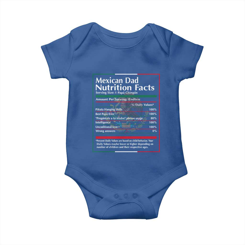 Funny Mexican Dad Baby Onesie Dad Nutrition Facts Mexico Flag Father's Day