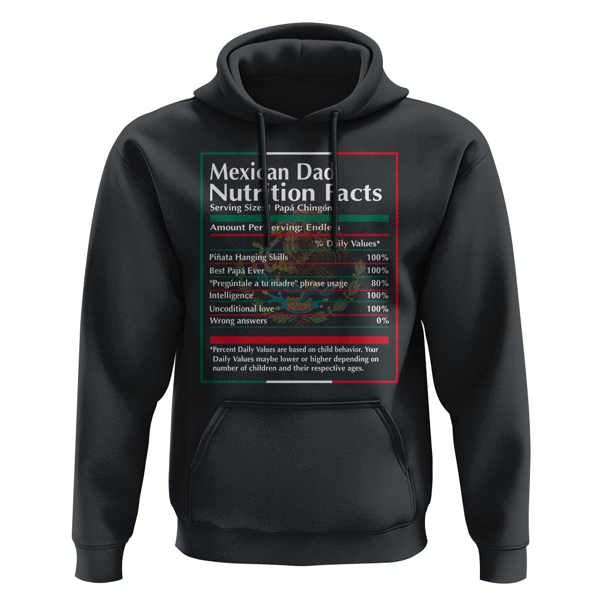 Funny Mexican Dad Hoodie Dad Nutrition Facts Mexico Flag Father's Day