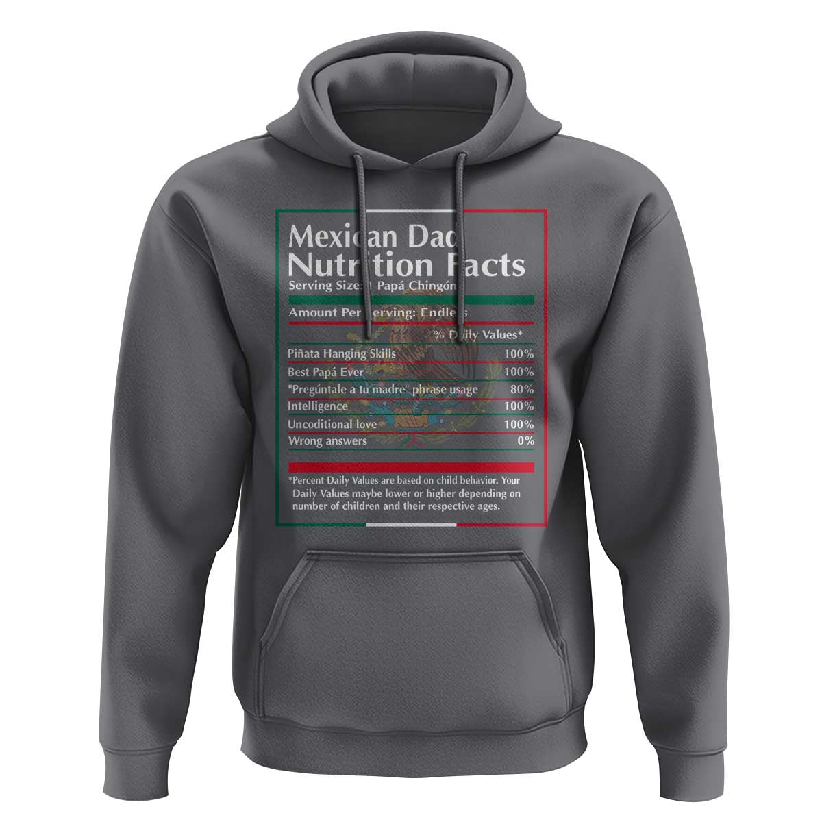 Funny Mexican Dad Hoodie Dad Nutrition Facts Mexico Flag Father's Day
